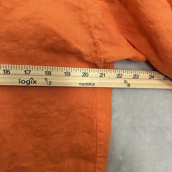 Boxy Linen Popover Shirt Collared Orange Fall Artsy USA Vtg Women’s Medium - Picture 9 of 11